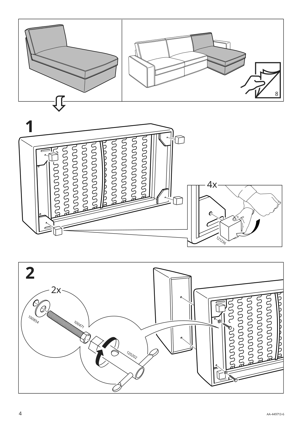 Assembly instructions for IKEA Kivik chaise cover hillared dark blue | Page 4 - IKEA KIVIK chaise cover 303.488.86