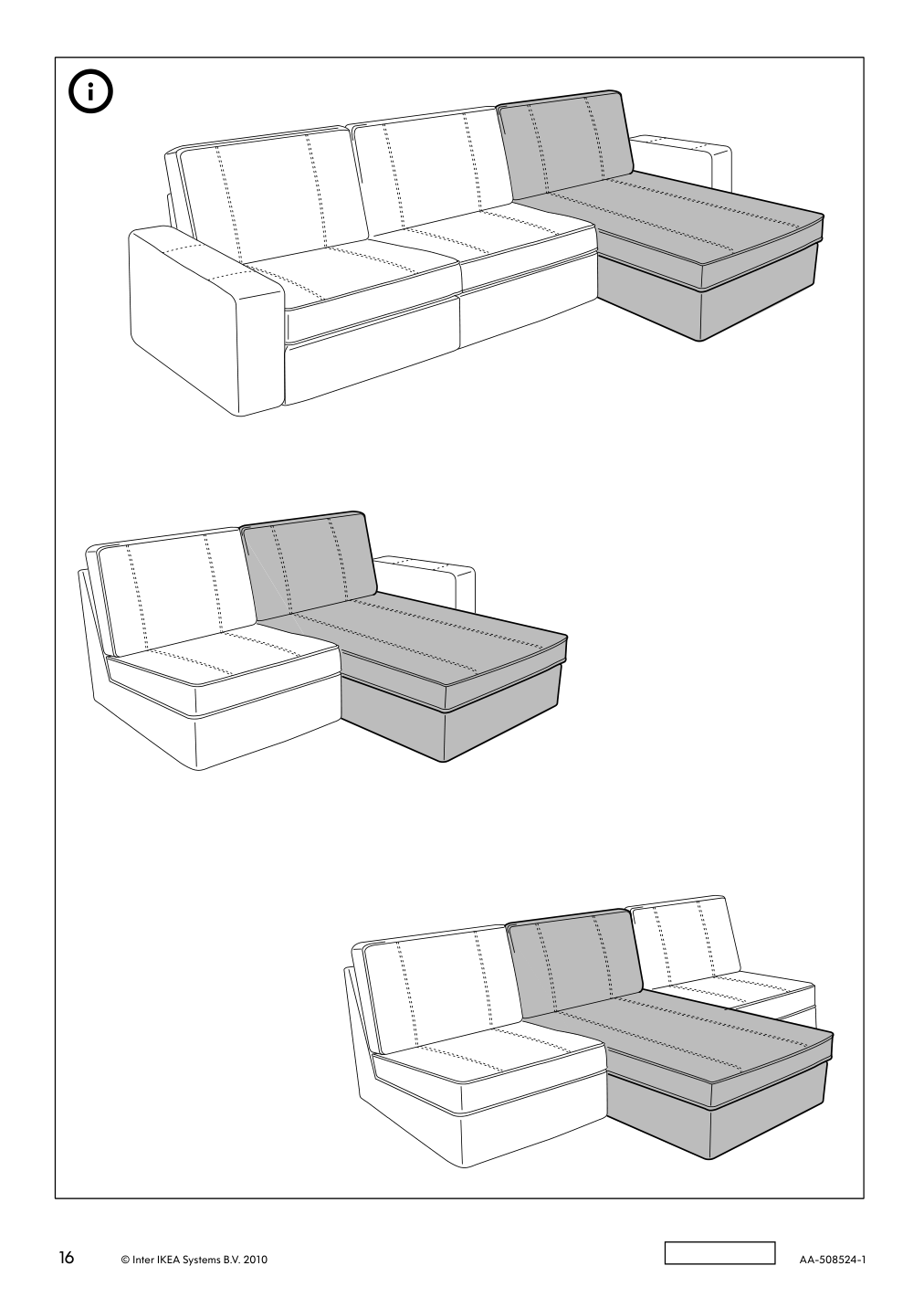 Assembly instructions for IKEA Kivik chaise grann bomstad black | Page 16 - IKEA KIVIK chaise 105.194.93