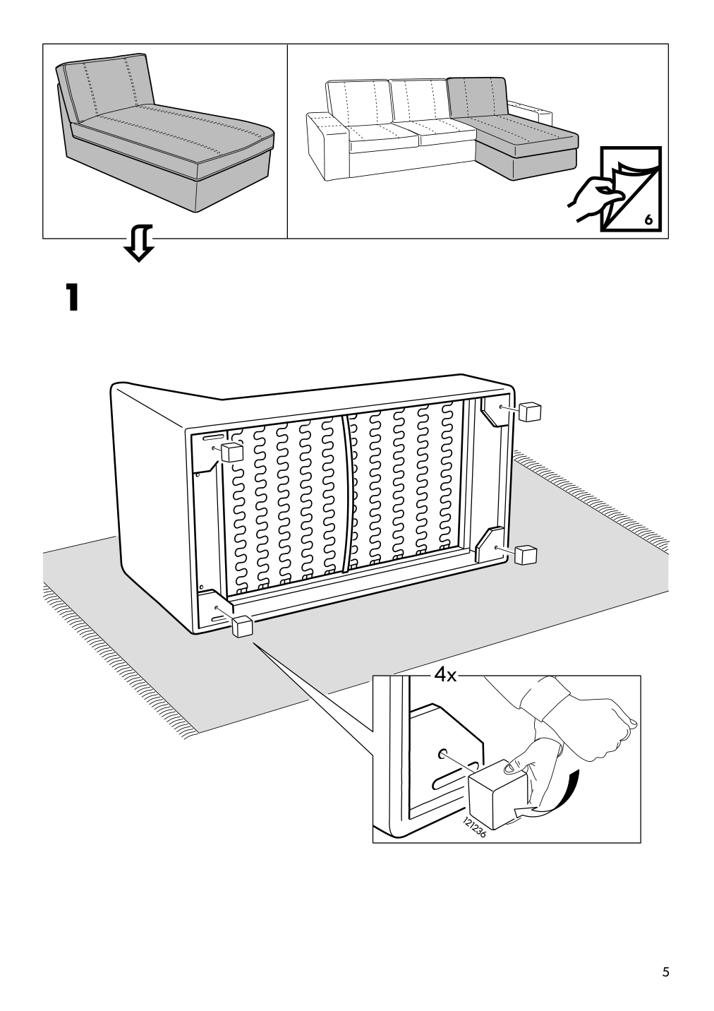 Assembly instructions for IKEA Kivik chaise grann bomstad black | Page 5 - IKEA KIVIK chaise 105.194.93