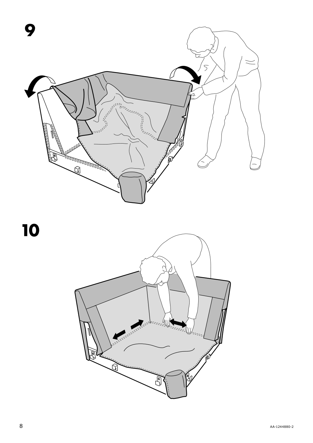 Assembly instructions for IKEA Kivik corner section cover borred dark brown | Page 8 - IKEA KIVIK corner section cover 703.429.53