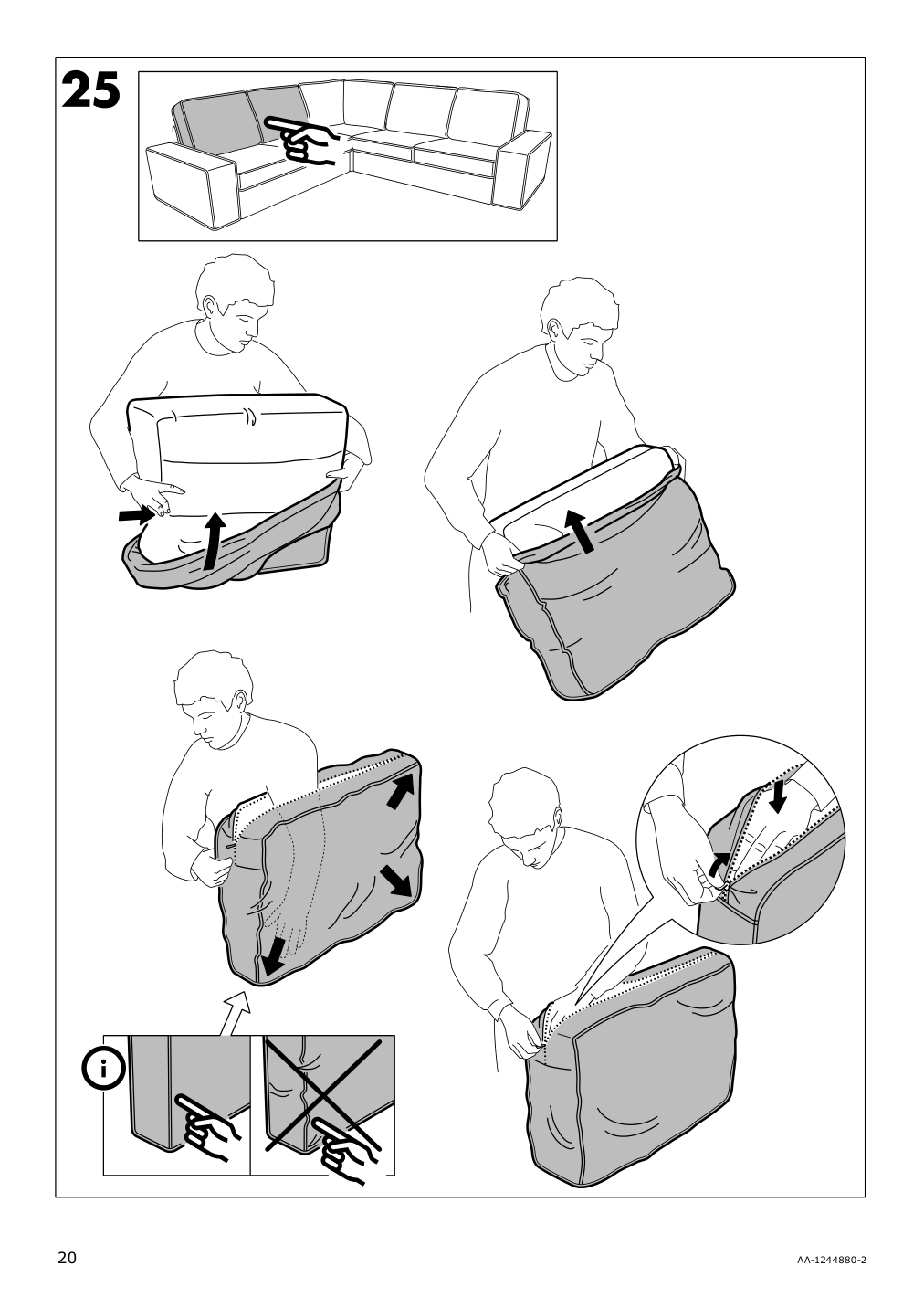 Assembly instructions for IKEA Kivik corner section cover dansbo red lilac | Page 20 - IKEA KIVIK corner section cover 602.927.98