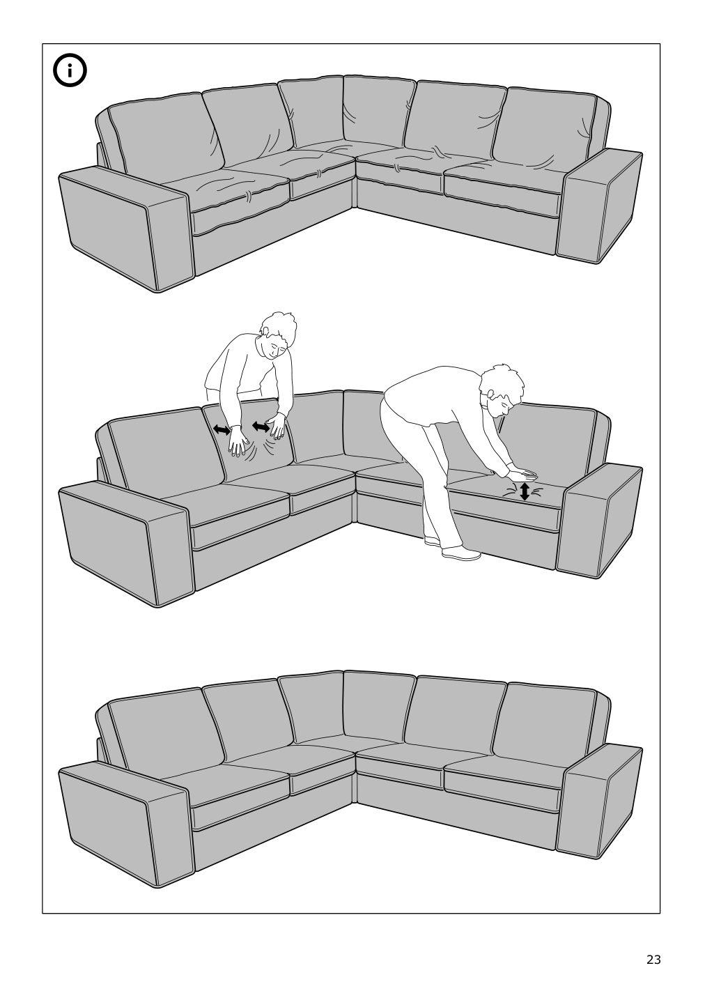 Assembly instructions for IKEA Kivik corner section cover dansbo red lilac | Page 23 - IKEA KIVIK corner section cover 602.927.98