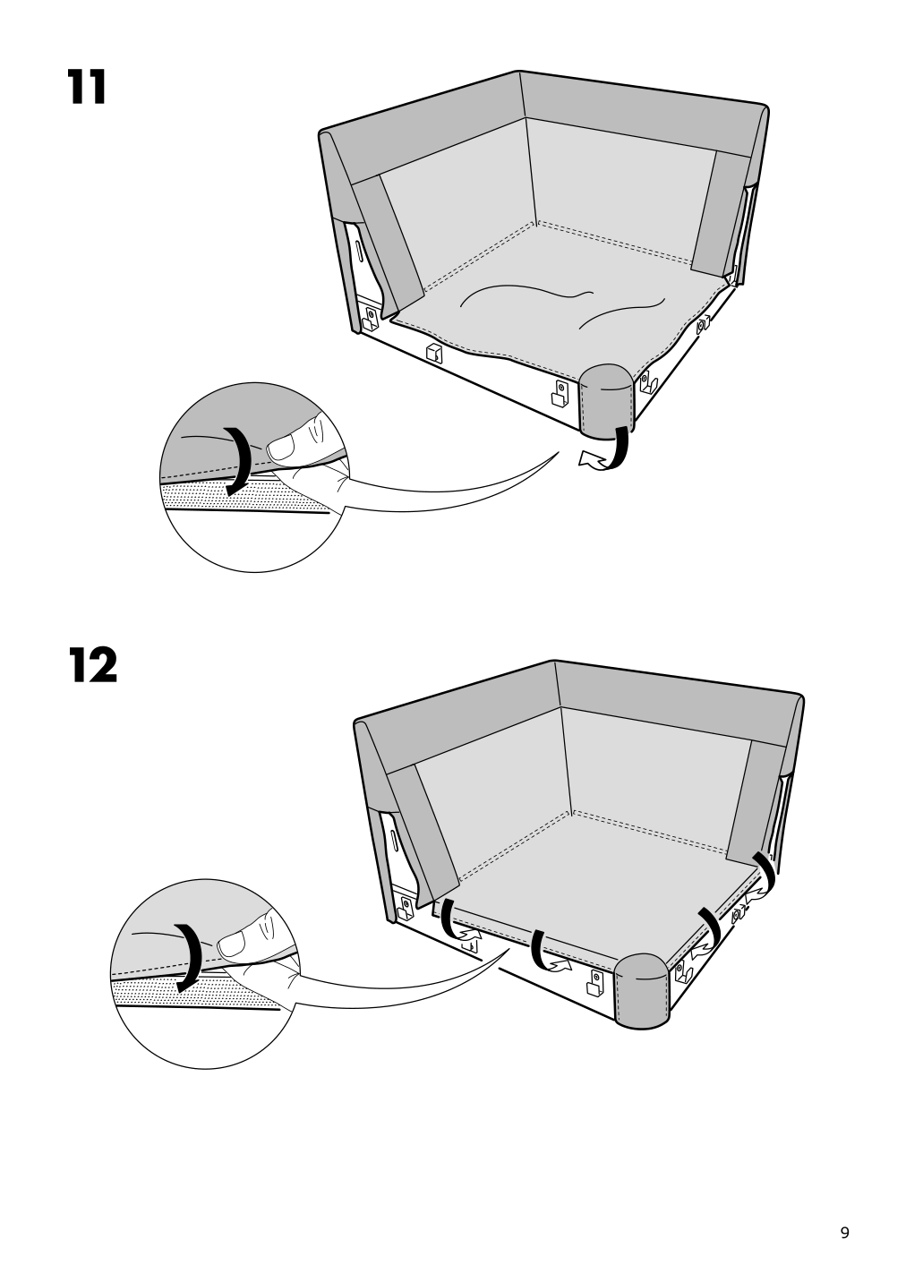 Assembly instructions for IKEA Kivik corner section cover dansbo red lilac | Page 9 - IKEA KIVIK corner section cover 602.927.98