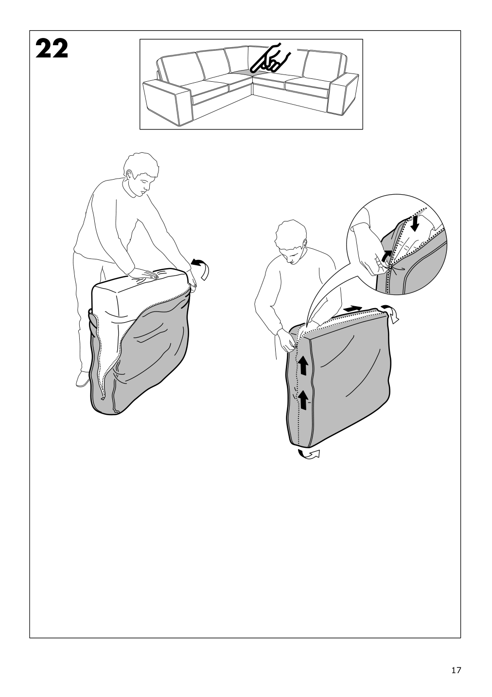 Assembly instructions for IKEA Kivik corner section cover hillared anthracite | Page 17 - IKEA KIVIK corner section cover 503.489.08