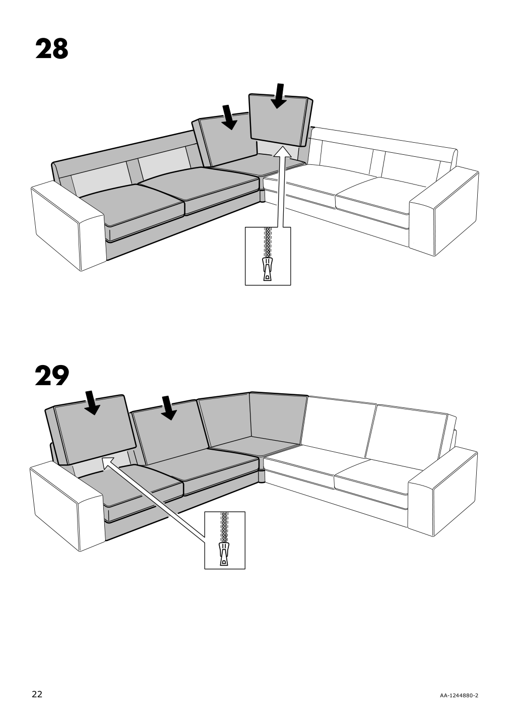 Assembly instructions for IKEA Kivik corner section cover hillared dark blue | Page 22 - IKEA KIVIK corner section cover 103.488.54