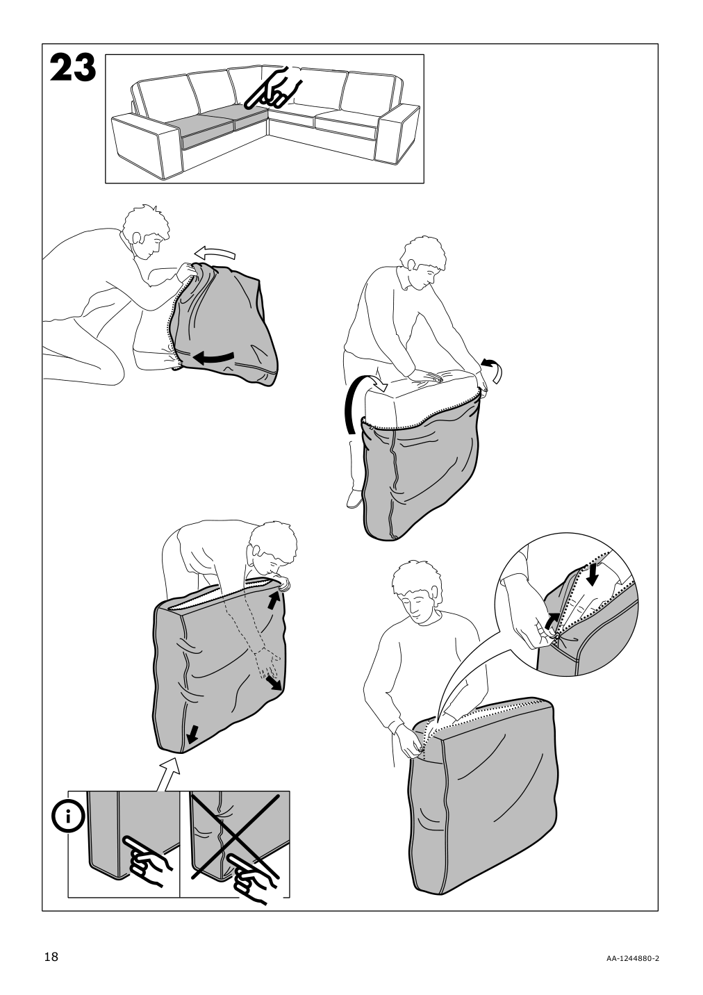 Assembly instructions for IKEA Kivik corner section cover tullinge dark brown | Page 18 - IKEA KIVIK corner section cover 702.928.30