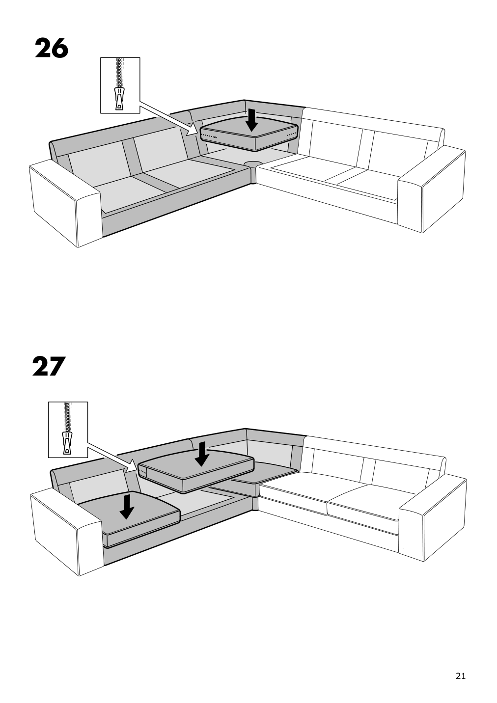 Assembly instructions for IKEA Kivik corner section cover tullinge dark brown | Page 21 - IKEA KIVIK corner section cover 702.928.30