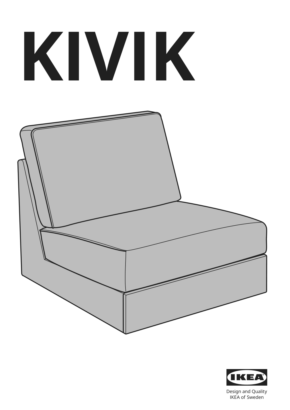 Assembly instructions for IKEA Kivik cover for 1 seat sleeper sofa kelinge gray turquoise | Page 1 - IKEA KIVIK cover for 1-seat sleeper sofa 605.402.27