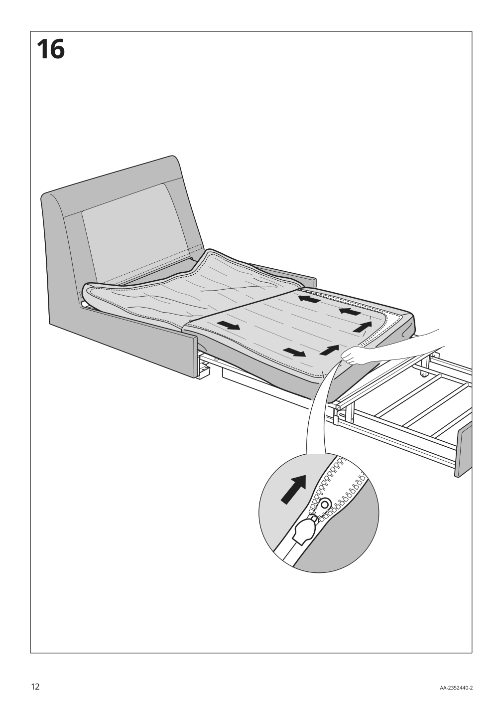 Assembly instructions for IKEA Kivik cover for 1 seat sleeper sofa kelinge gray turquoise | Page 12 - IKEA KIVIK cover for 1-seat sleeper sofa 605.402.27