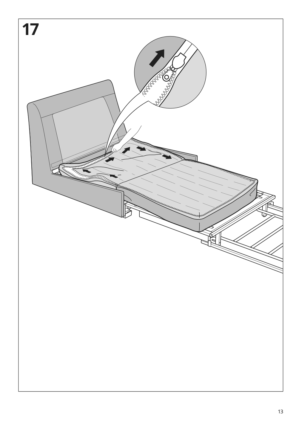 Assembly instructions for IKEA Kivik cover for 1 seat sleeper sofa tresund anthracite | Page 13 - IKEA KIVIK 1-seat sleeper sofa 894.702.43