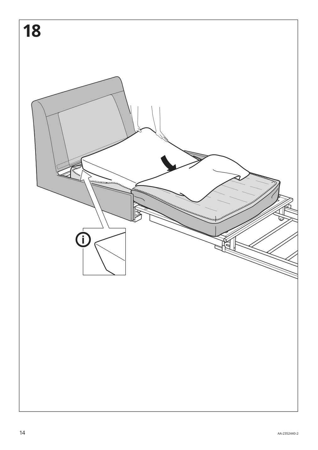 Assembly instructions for IKEA Kivik cover for 1 seat sleeper sofa tresund anthracite | Page 14 - IKEA KIVIK 1-seat sleeper sofa 894.702.43