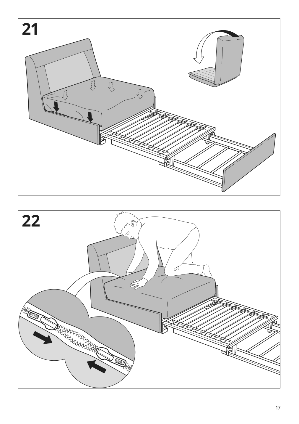 Assembly instructions for IKEA Kivik cover for 1 seat sleeper sofa tresund anthracite | Page 17 - IKEA KIVIK 1-seat sleeper sofa 894.702.43