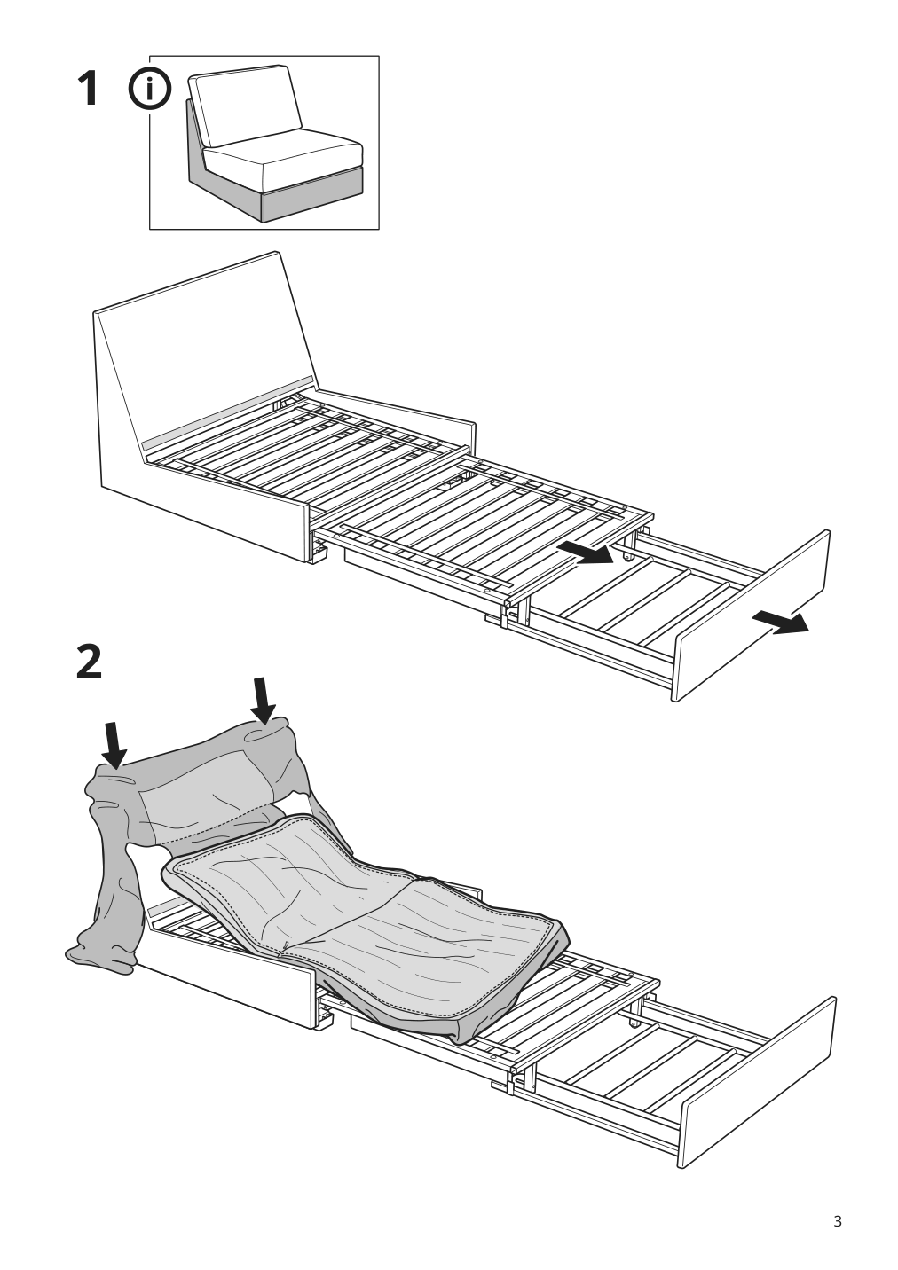 Assembly instructions for IKEA Kivik cover for 1 seat sleeper sofa kelinge gray turquoise | Page 3 - IKEA KIVIK cover for 1-seat sleeper sofa 605.402.27