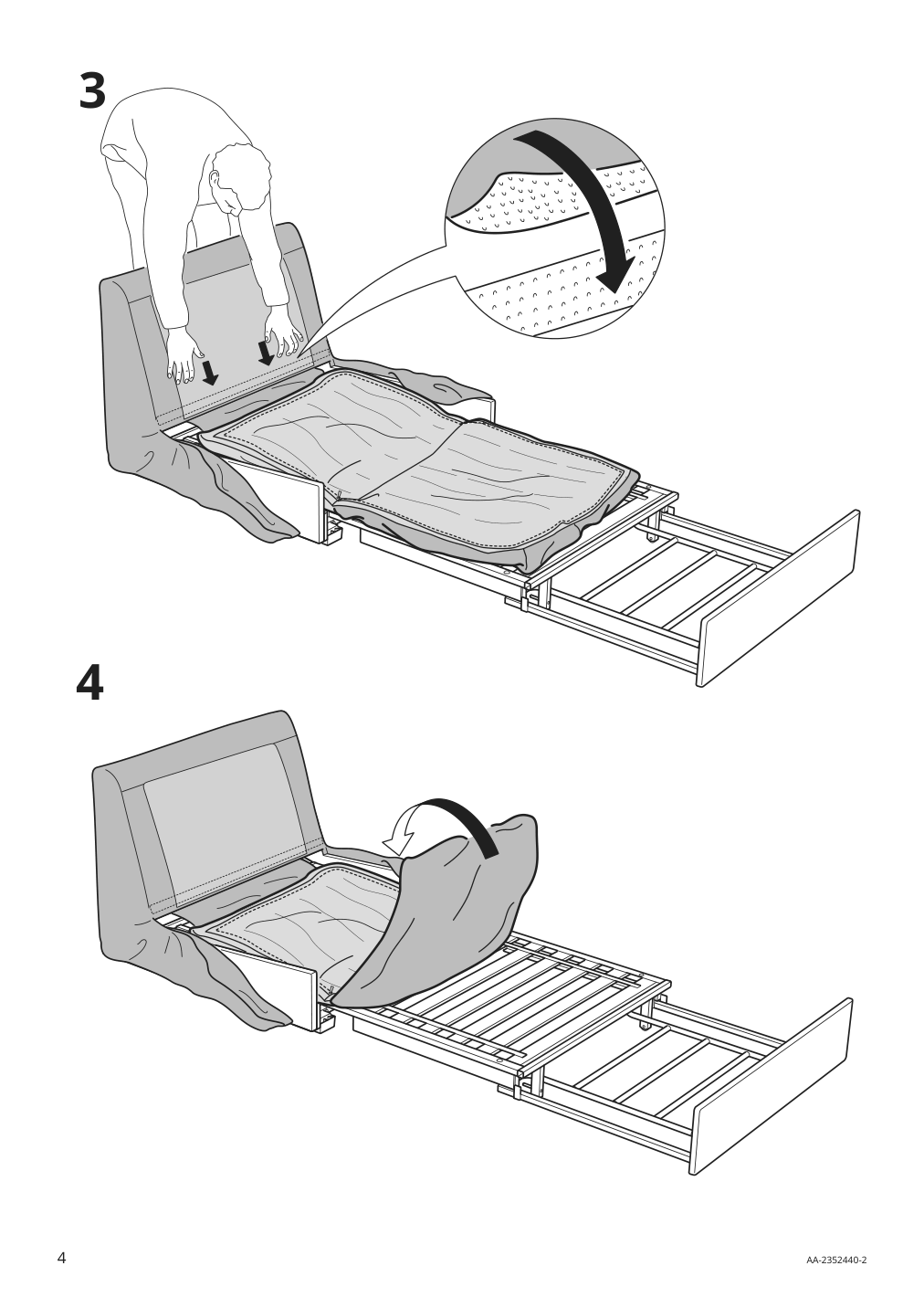 Assembly instructions for IKEA Kivik cover for 1 seat sleeper sofa kelinge gray turquoise | Page 4 - IKEA KIVIK cover for 1-seat sleeper sofa 605.402.27