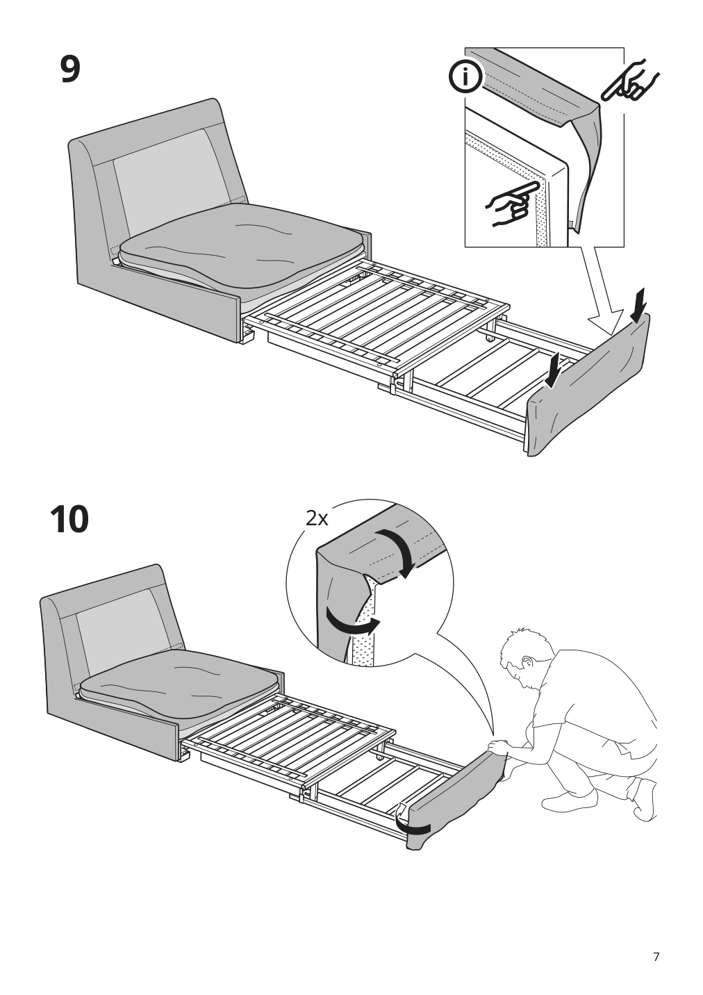 Assembly instructions for IKEA Kivik cover for 1 seat sleeper sofa kelinge gray turquoise | Page 7 - IKEA KIVIK cover for 1-seat sleeper sofa 605.402.27