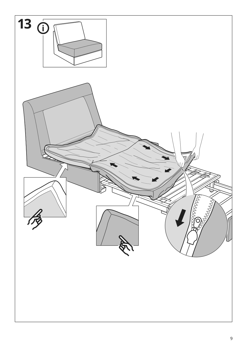 Assembly instructions for IKEA Kivik cover for 1 seat sleeper sofa kelinge gray turquoise | Page 9 - IKEA KIVIK cover for 1-seat sleeper sofa 605.402.27