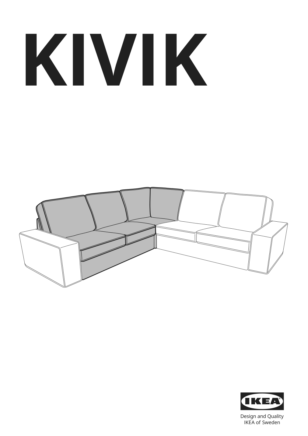 Assembly instructions for IKEA Kivik cover for corner section gunnared light green | Page 1 - IKEA KIVIK sectional 6-seat crn/chaise 594.847.03