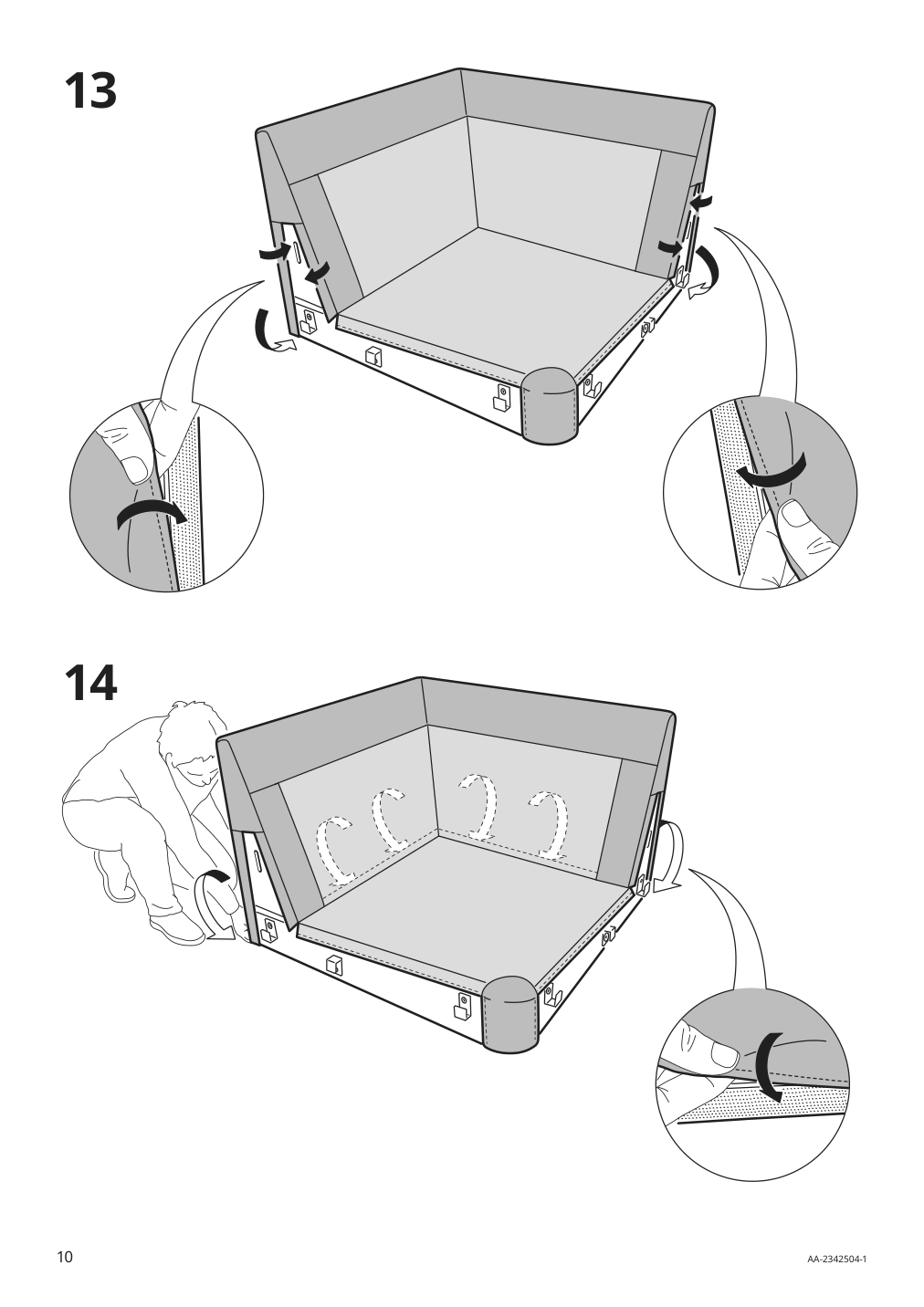 Assembly instructions for IKEA Kivik cover for corner section gunnared light green | Page 10 - IKEA KIVIK sectional 6-seat crn/chaise 594.847.03