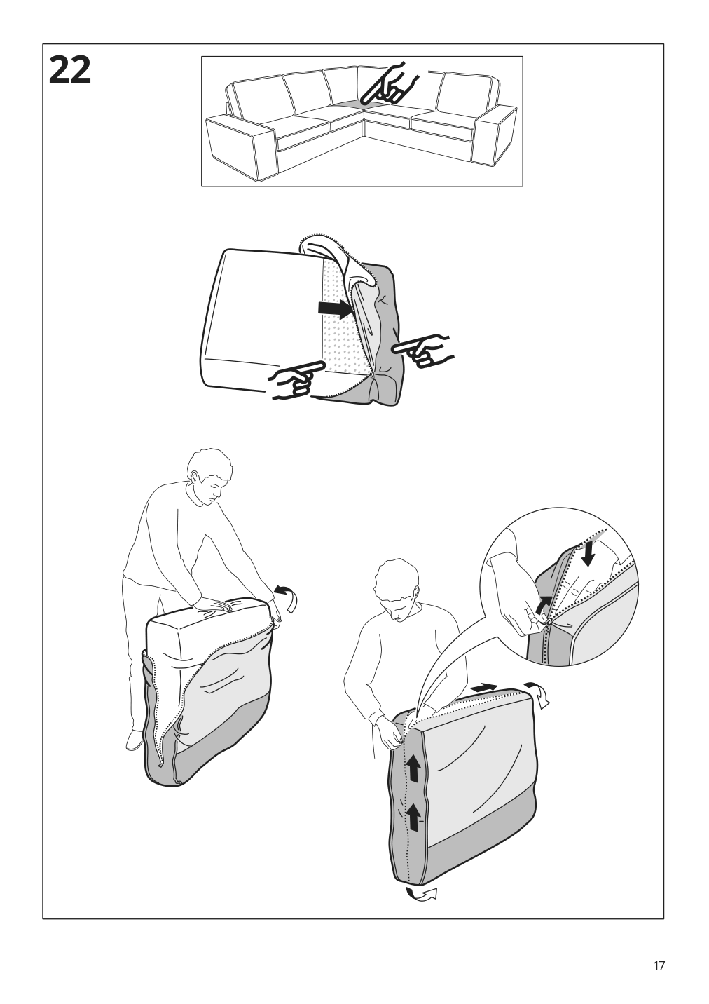 Assembly instructions for IKEA Kivik cover for corner section gunnared beige | Page 17 - IKEA KIVIK corner sectional, 5-seat w chaise 594.847.17