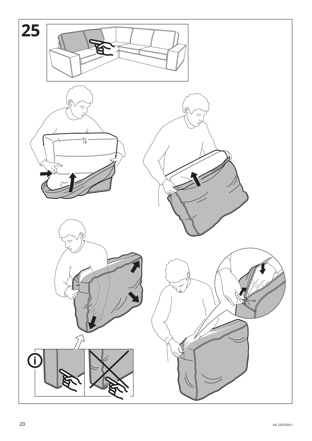 Assembly instructions for IKEA Kivik cover for corner section gunnared light brown pink | Page 20 - IKEA KIVIK corner sectional, 5-seat w chaise 994.847.15