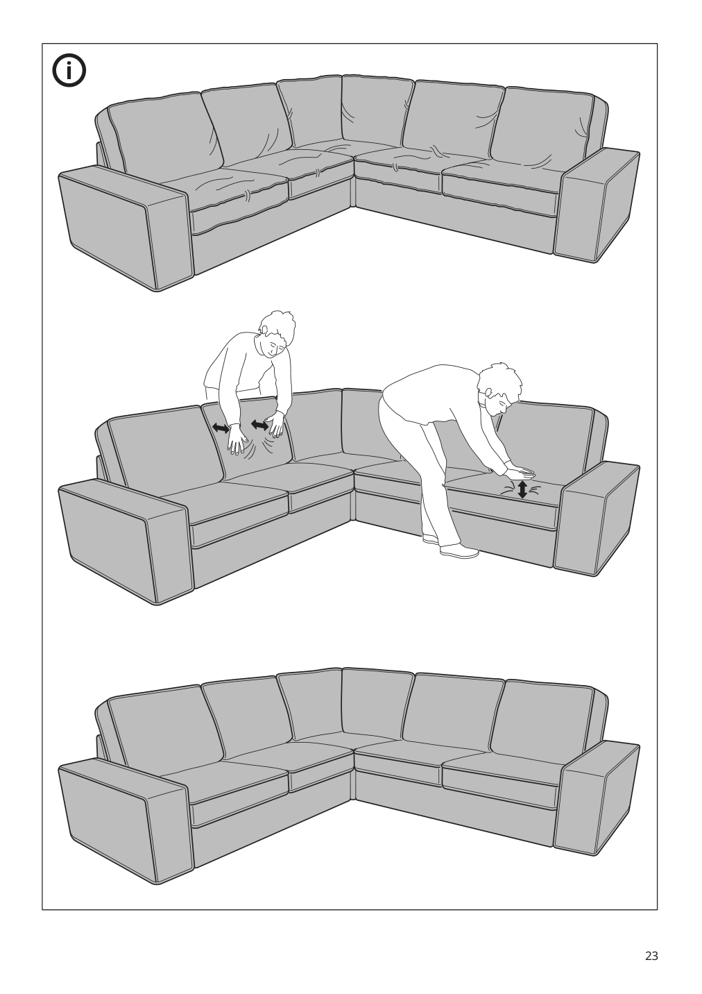 Assembly instructions for IKEA Kivik cover for corner section gunnared light green | Page 23 - IKEA KIVIK sectional 6-seat crn/chaise 594.847.03