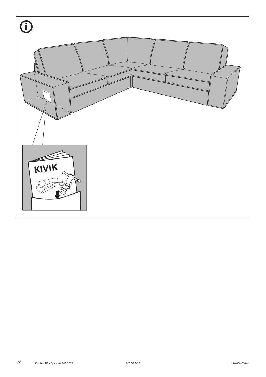 Assembly instructions for IKEA Kivik cover for corner section gunnared blue | Page 24 - IKEA KIVIK corner sectional, 5-seat w chaise 894.996.18