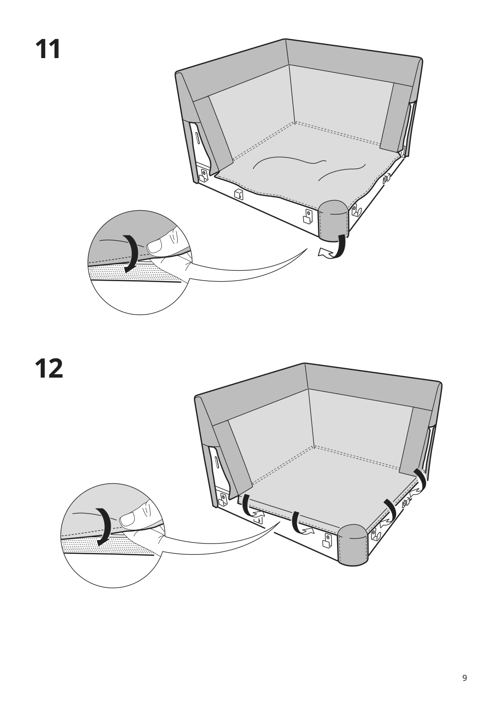 Assembly instructions for IKEA Kivik cover for corner section gunnared light brown pink | Page 9 - IKEA KIVIK corner sectional, 5-seat w chaise 994.847.15