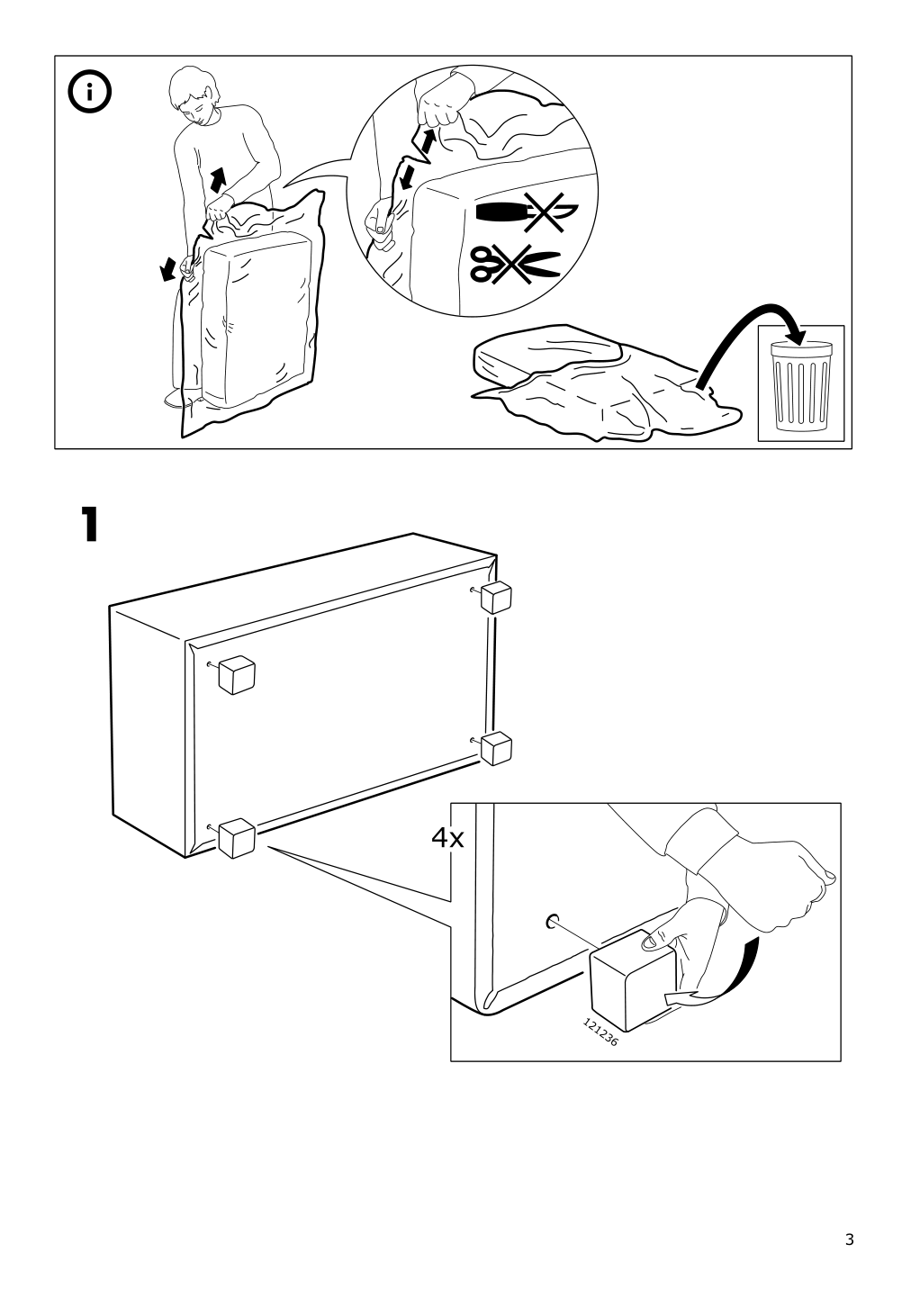 Assembly instructions for IKEA Kivik cover for ottoman with storage borred dark brown | Page 3 - IKEA KIVIK cover for ottoman with storage 803.429.57