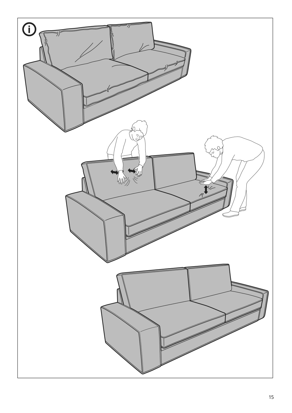 Assembly instructions for IKEA Kivik cover for sofa gunnared light green | Page 15 - IKEA KIVIK sectional, 4-seat with chaise 994.847.82