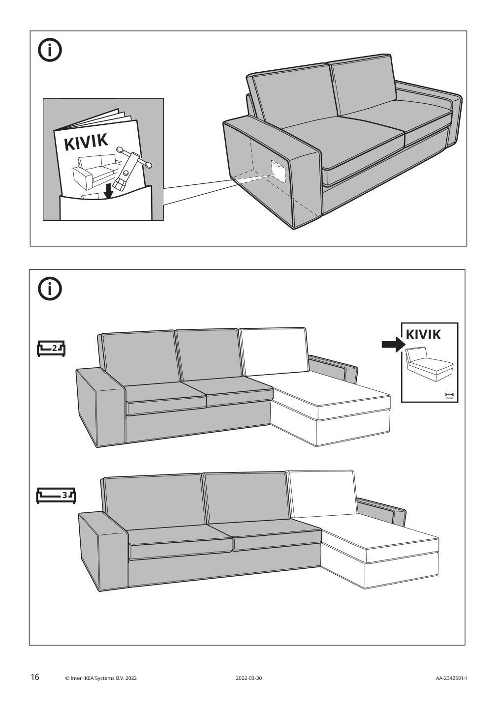 Assembly instructions for IKEA Kivik cover for loveseat tallmyra light green | Page 16 - IKEA KIVIK corner sectional, 5-seat w chaise 294.847.09