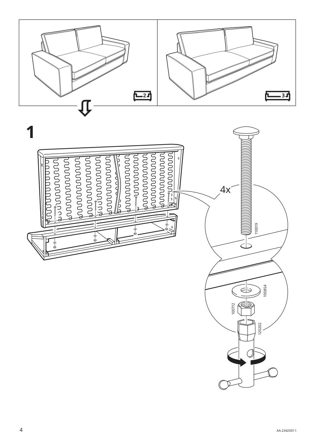 Assembly instructions for IKEA Kivik cover for sofa gunnared light green | Page 4 - IKEA KIVIK sectional, 4-seat with chaise 994.847.82