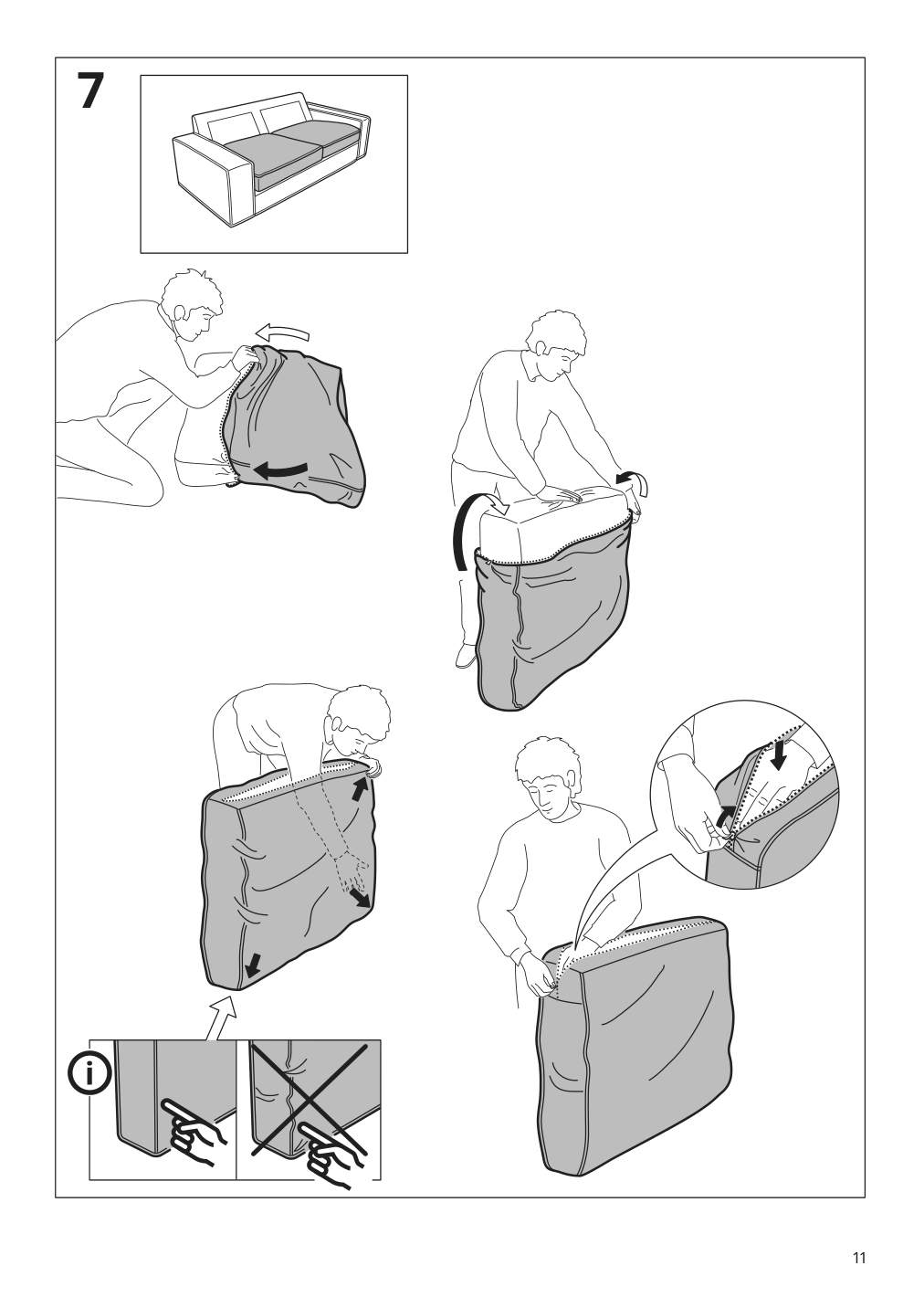 Assembly instructions for IKEA Kivik cover for sofa skiftebo dark gray | Page 11 - IKEA KIVIK cover for sofa 704.650.86