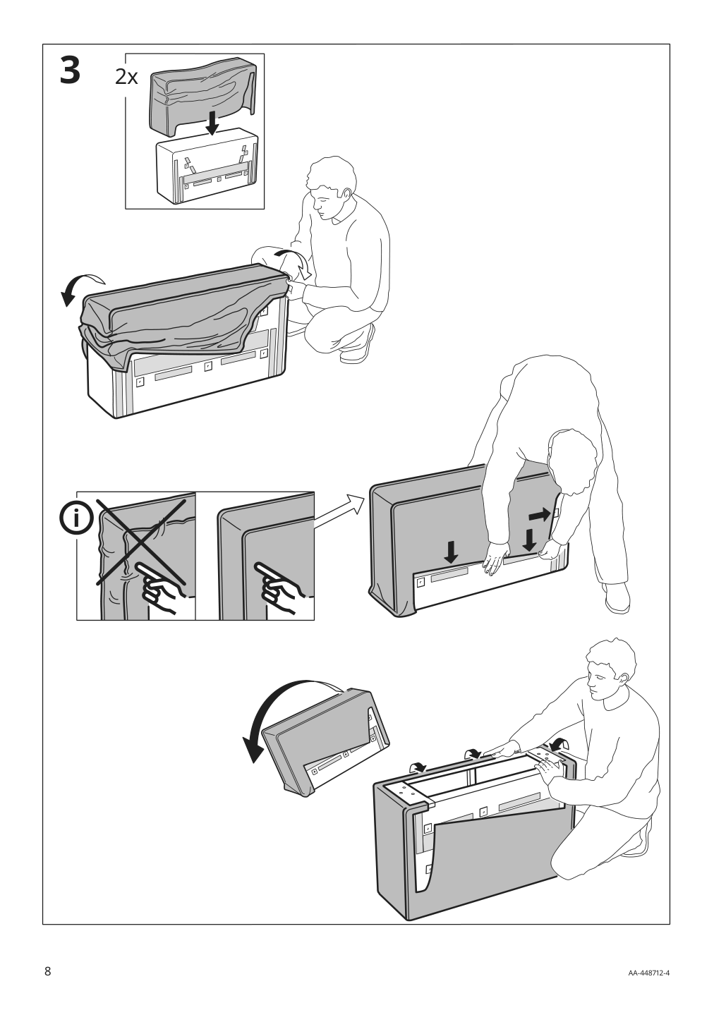 Assembly instructions for IKEA Kivik cover for sofa skiftebo dark gray | Page 8 - IKEA KIVIK cover for sofa 704.650.86