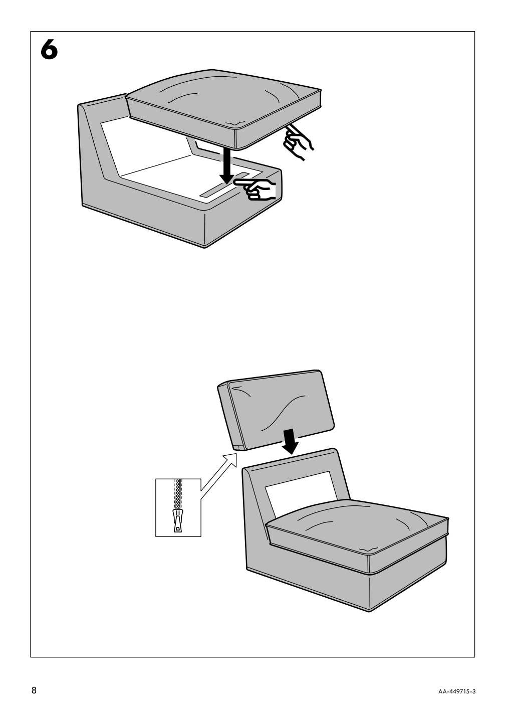 Assembly instructions for IKEA Kivik cover one seat section dansbo red lilac | Page 8 - IKEA KIVIK cover one-seat section 702.757.98