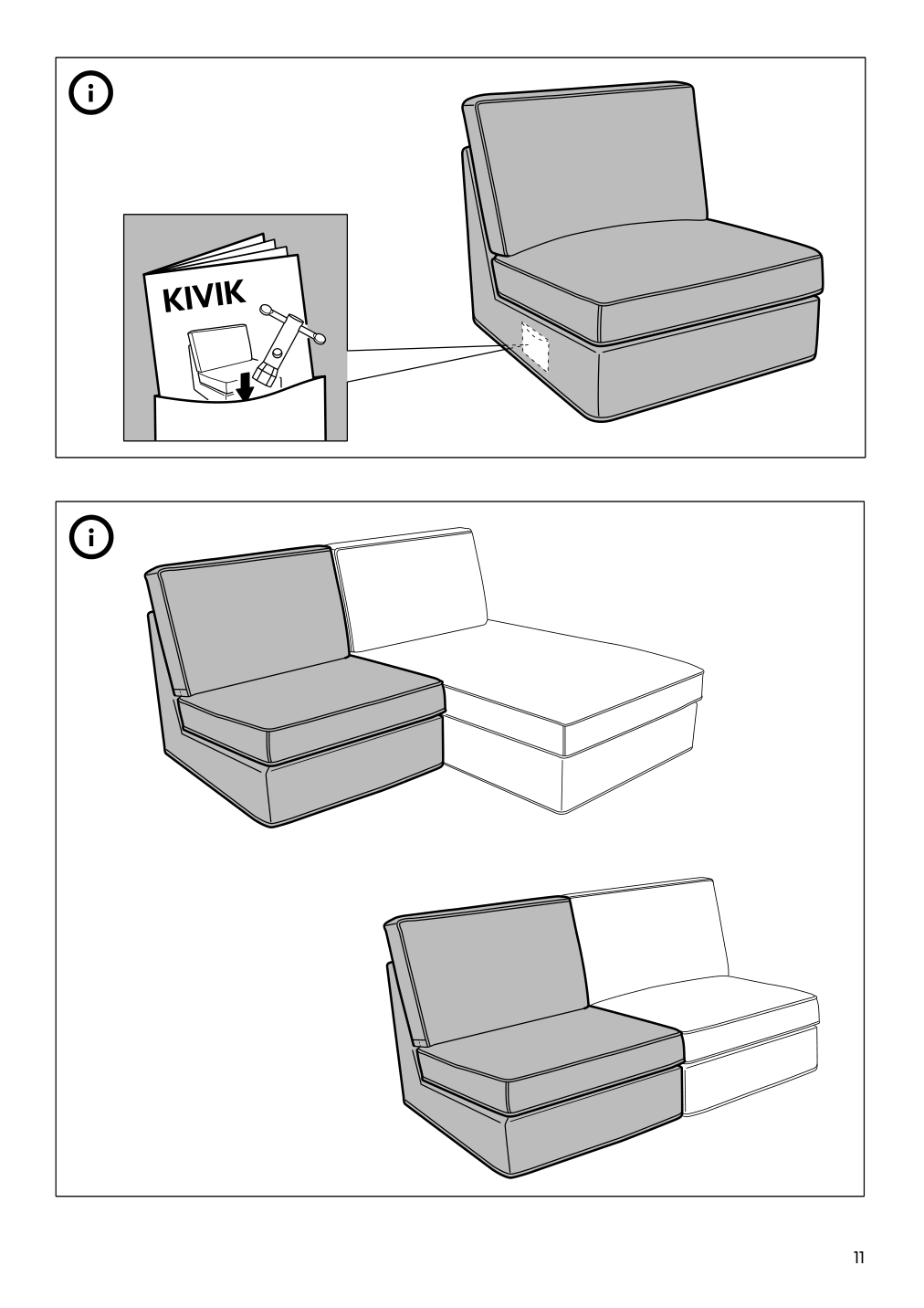 Assembly instructions for IKEA Kivik cover one seat section isunda brown | Page 11 - IKEA KIVIK cover one-seat section 302.750.69