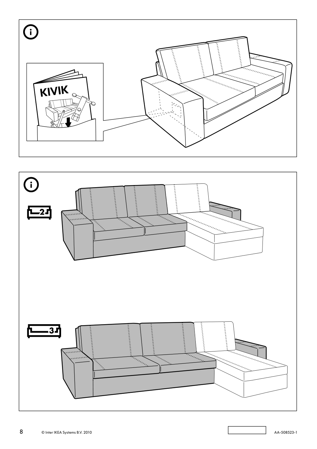 Assembly instructions for IKEA Kivik loveseat grann bomstad black | Page 8 - IKEA KIVIK sofa 894.431.84