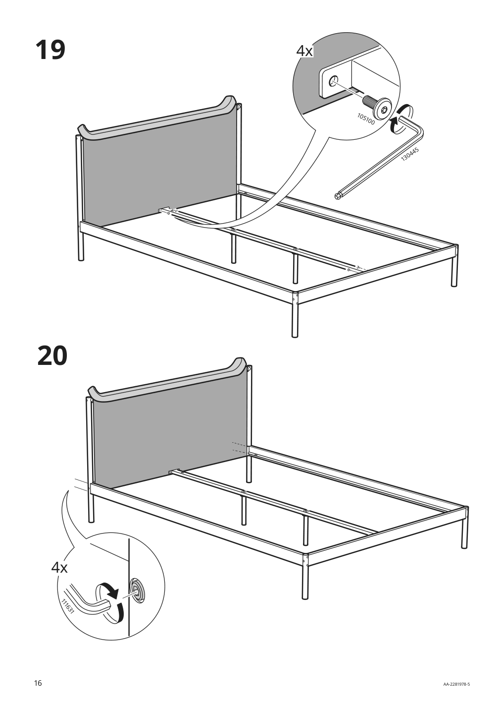 Assembly instructions for IKEA Kleppstad bed frame white vissle beige | Page 16 - IKEA KLEPPSTAD bed frame 104.926.72