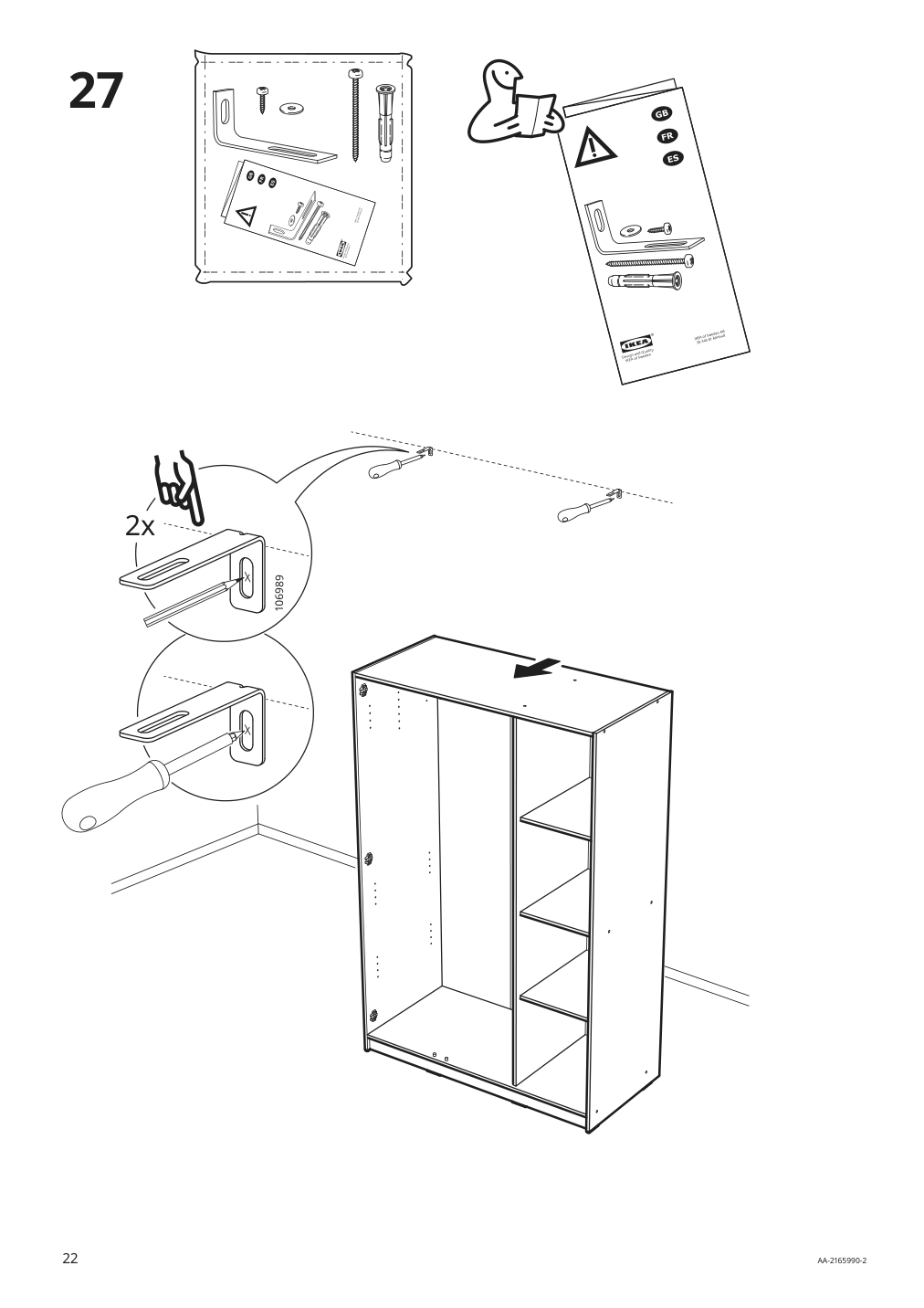 Assembly instructions for IKEA Kleppstad wardrobe with 3 doors white | Page 22 - IKEA KLEPPSTAD wardrobe with 3 doors 004.417.58