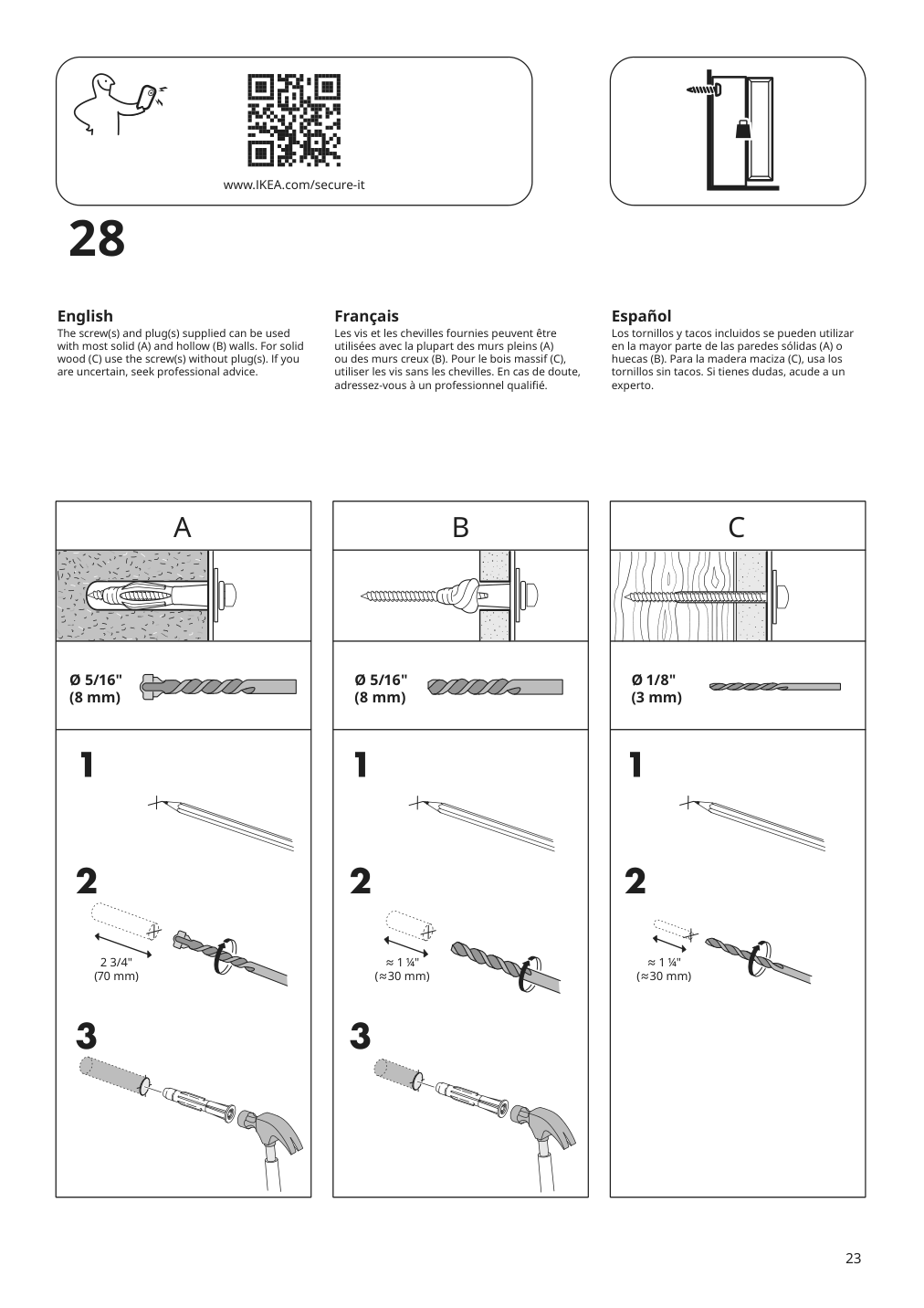 Assembly instructions for IKEA Kleppstad wardrobe with 3 doors white | Page 23 - IKEA KLEPPSTAD wardrobe with 3 doors 004.417.58