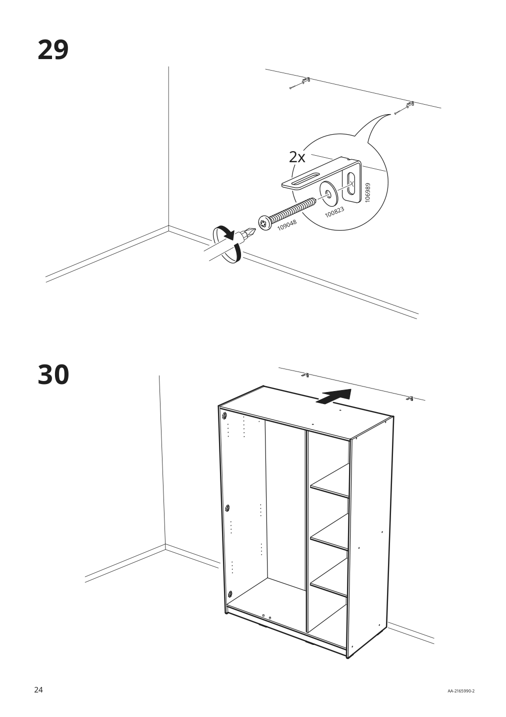 Assembly instructions for IKEA Kleppstad wardrobe with 3 doors white | Page 24 - IKEA KLEPPSTAD wardrobe with 3 doors 004.417.58