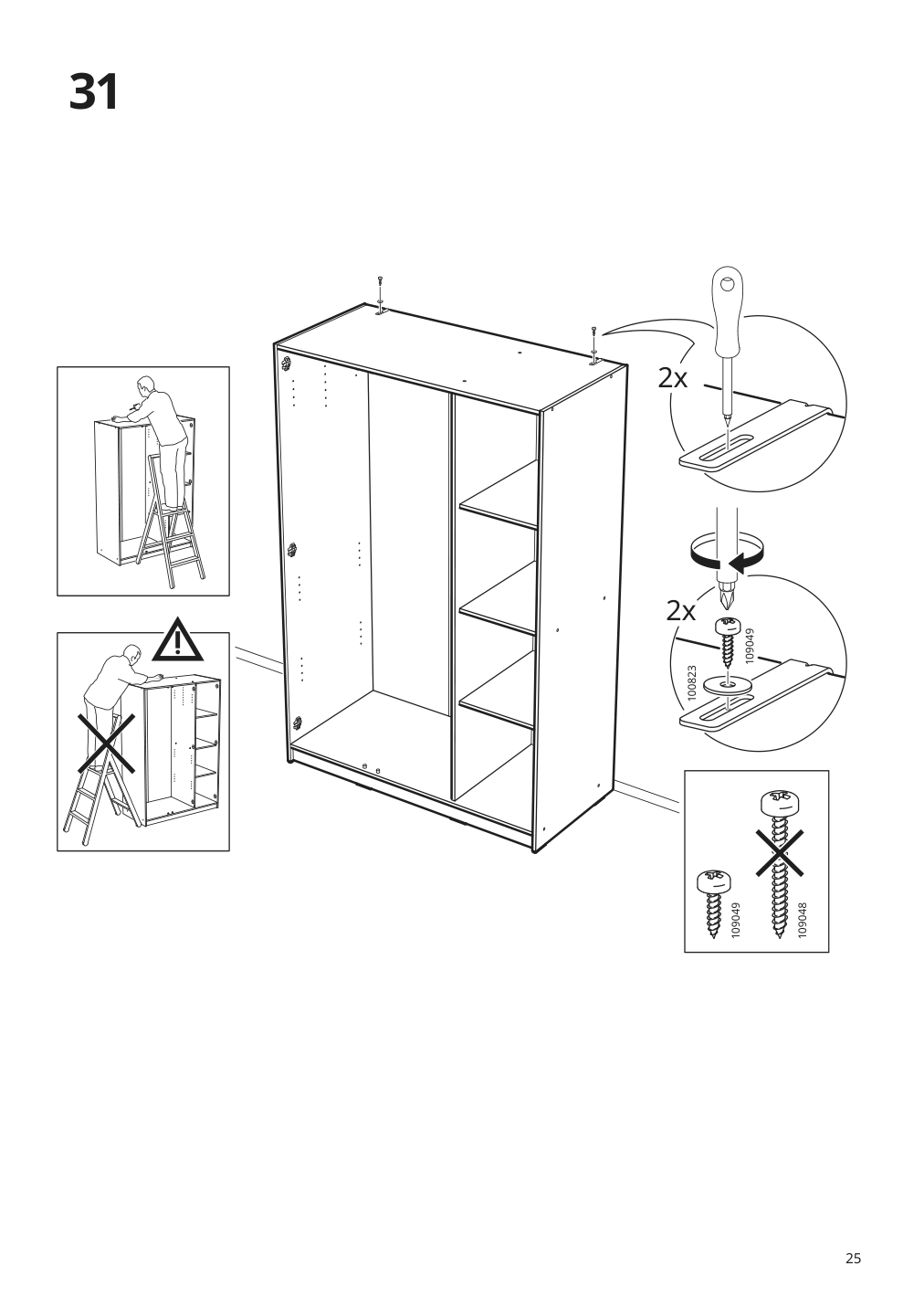 Assembly instructions for IKEA Kleppstad wardrobe with 3 doors white | Page 25 - IKEA KLEPPSTAD wardrobe with 3 doors 004.417.58