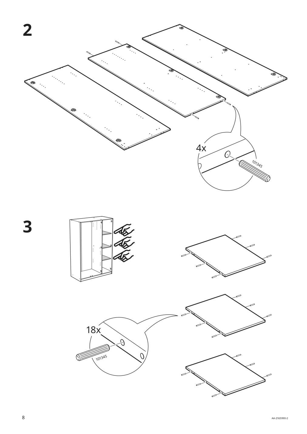 Assembly instructions for IKEA Kleppstad wardrobe with 3 doors white | Page 8 - IKEA KLEPPSTAD wardrobe with 3 doors 004.417.58