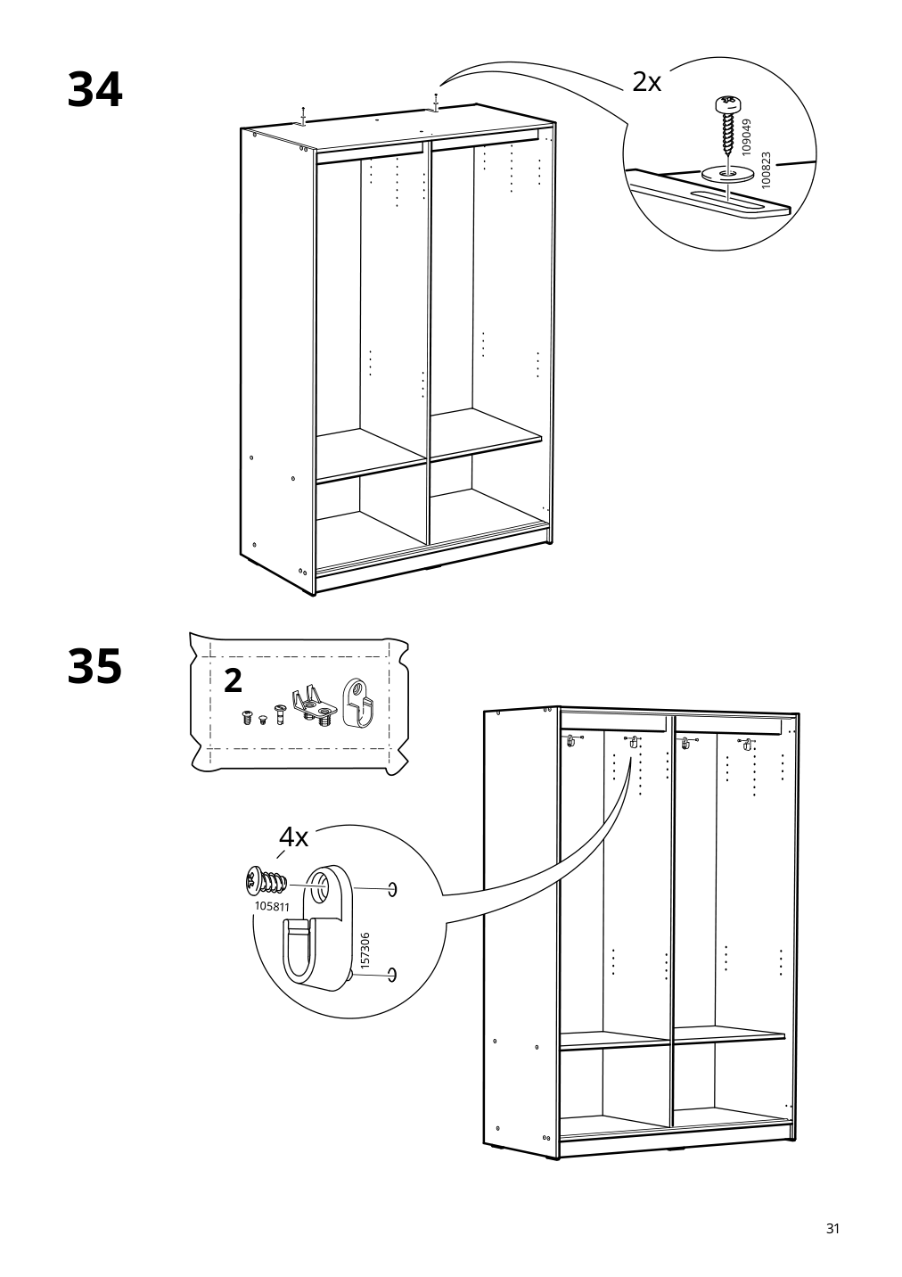 Assembly instructions for IKEA Kleppstad wardrobe with sliding doors white | Page 31 - IKEA KLEPPSTAD wardrobe with sliding doors 904.372.38