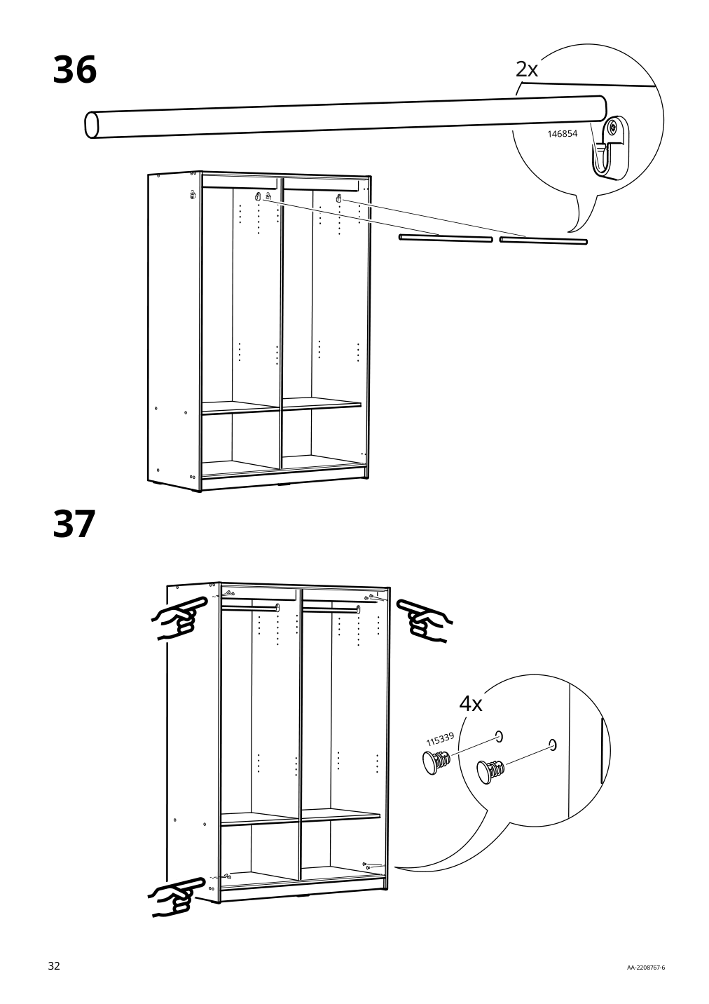 Assembly instructions for IKEA Kleppstad wardrobe with sliding doors white | Page 32 - IKEA KLEPPSTAD wardrobe with sliding doors 904.372.38