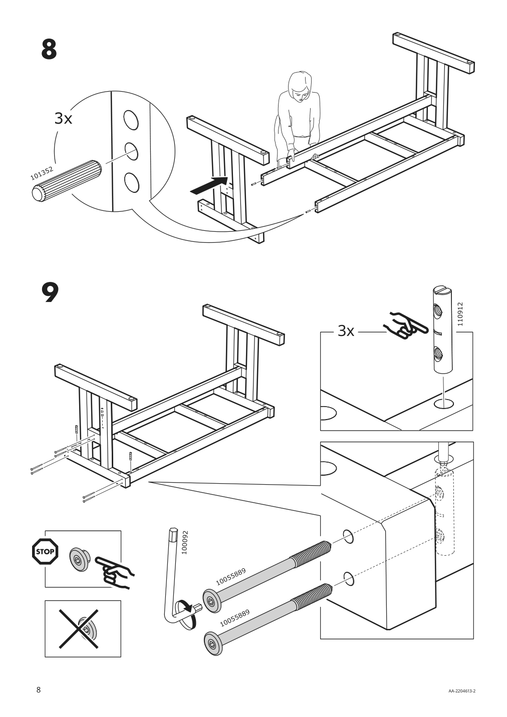 Assembly instructions for IKEA Klimpfjaell dining table gray brown | Page 8 - IKEA KLIMPFJÄLL / NORDVIKEN table and 6 chairs 195.563.77