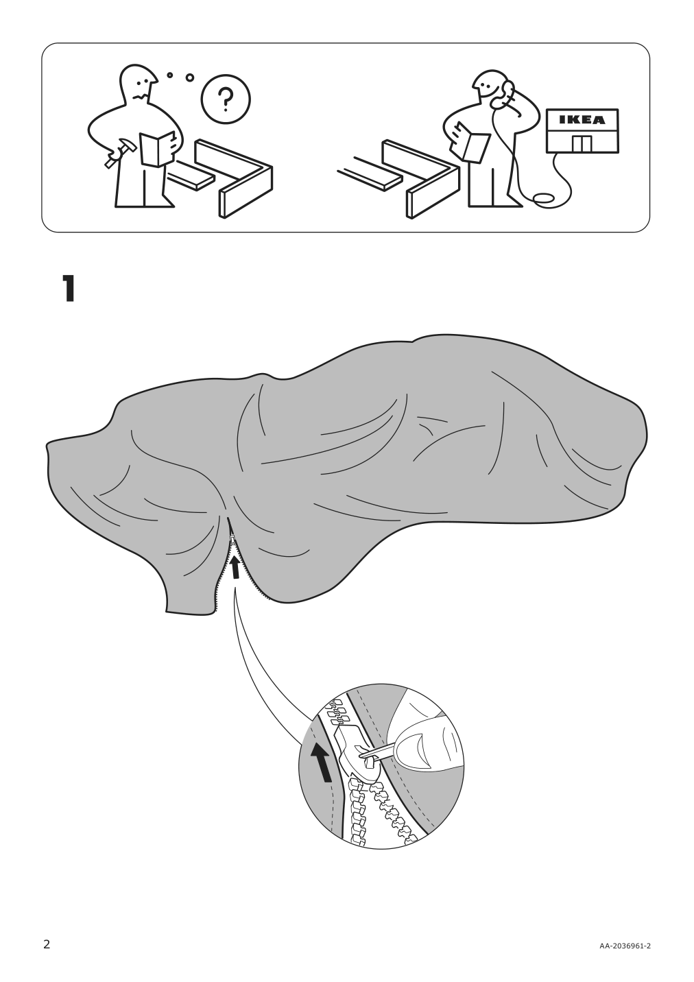 Assembly instructions for IKEA Klippan cover for loveseat mattsbo multicolor | Page 2 - IKEA KLIPPAN cover for loveseat 604.256.23