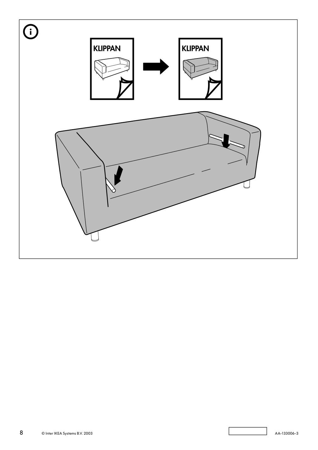 Assembly instructions for IKEA Klippan loveseat frame lining cloth | Page 8 - IKEA KLIPPAN loveseat 790.106.14