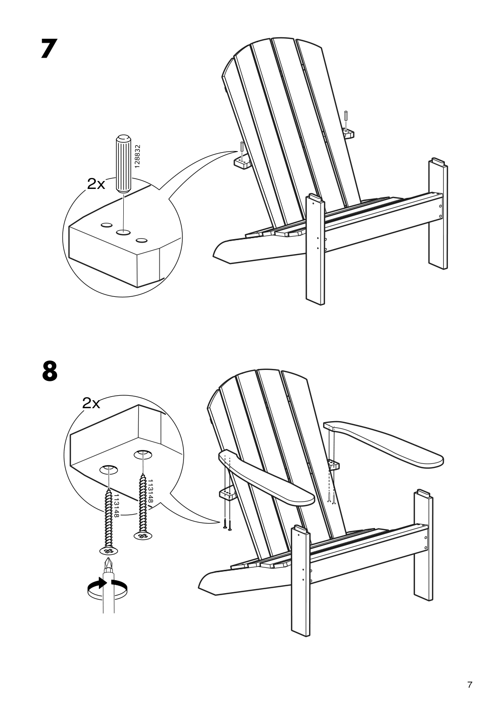 Assembly instructions for IKEA Kloeven deck chair outdoor dark brown | Page 7 - IKEA KLÖVEN deck chair, outdoor 604.276.41