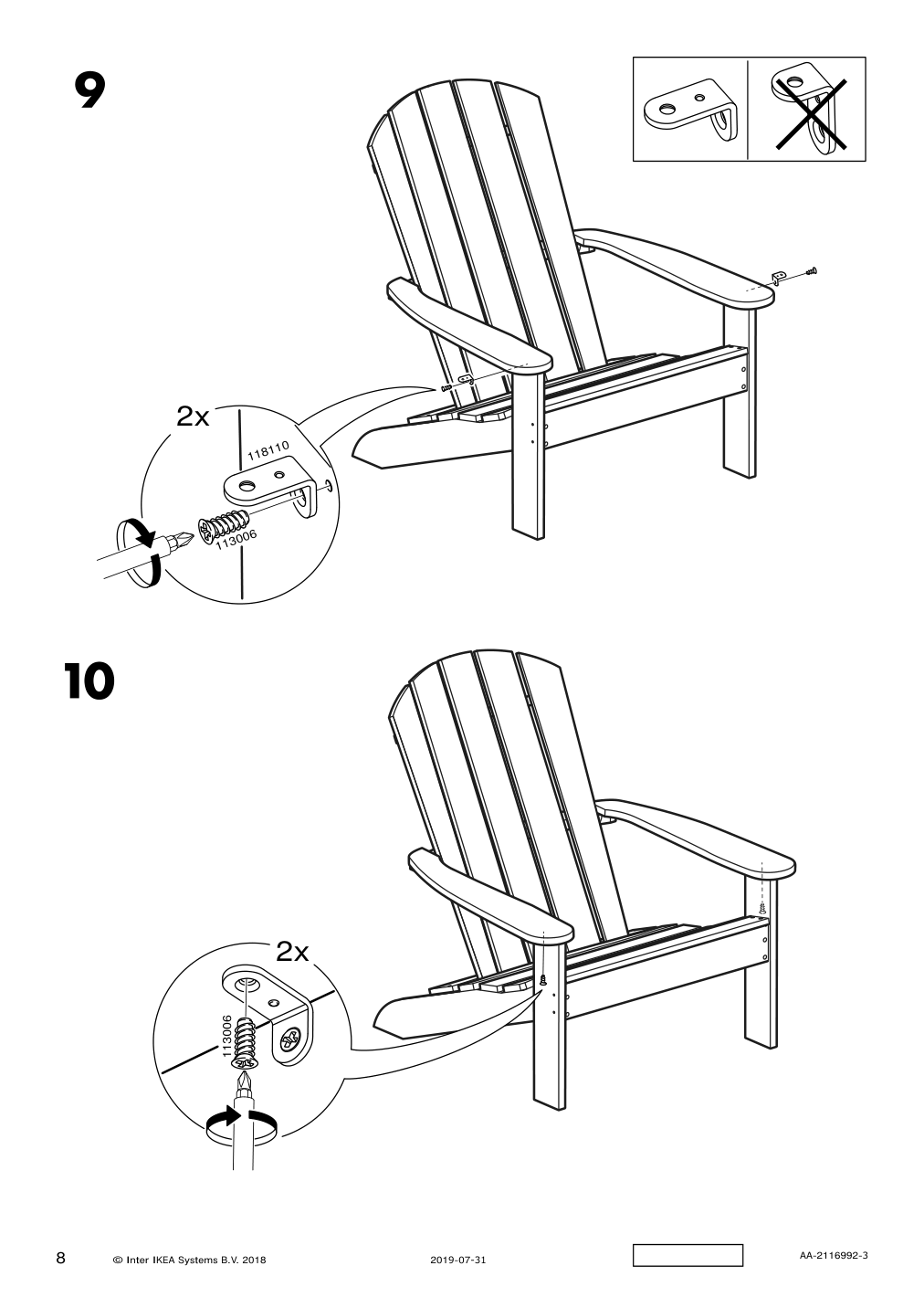 Assembly instructions for IKEA Kloeven deck chair outdoor dark brown | Page 8 - IKEA KLÖVEN deck chair, outdoor 604.276.41