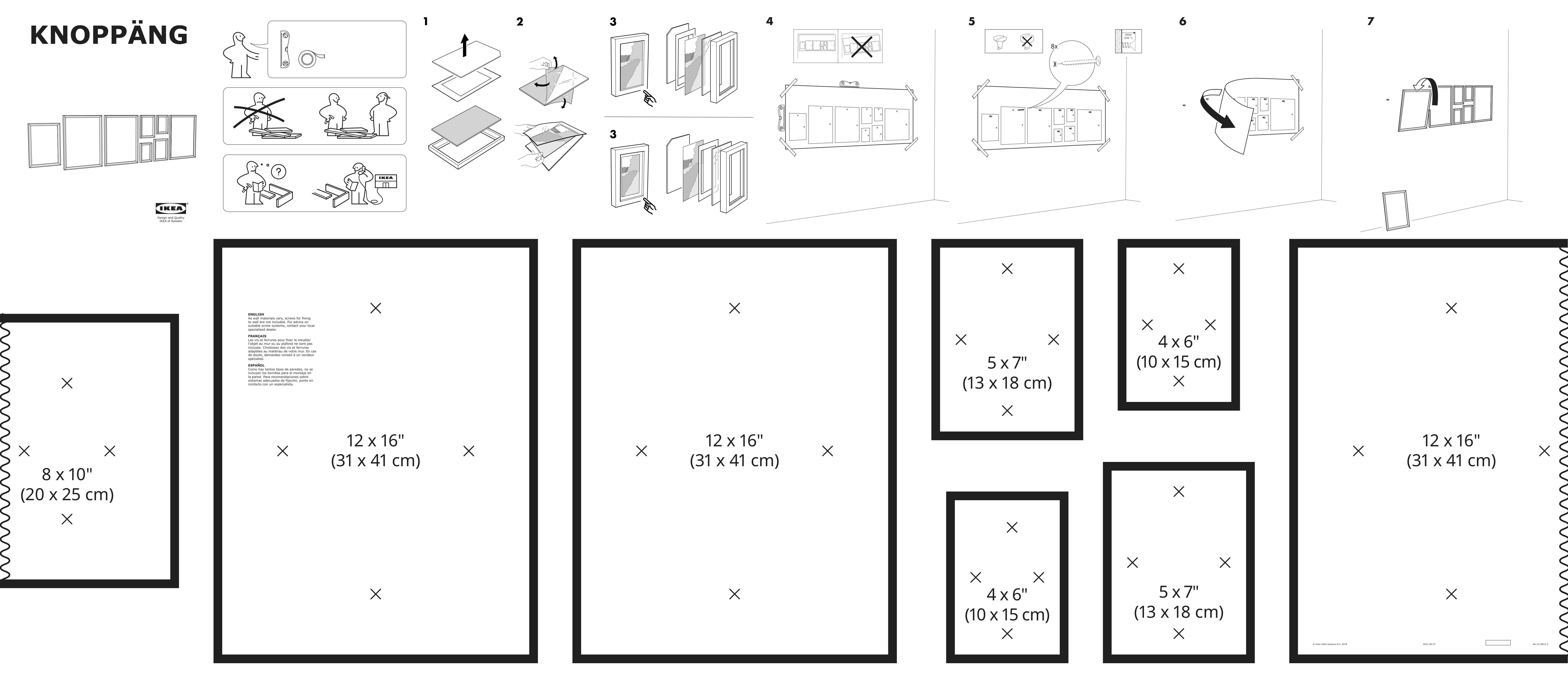 Assembly instructions for IKEA Knoppaeng frame with poster set of 8 countryside living | Page 1 - IKEA KNOPPÄNG frame with poster, set of 8 104.790.53